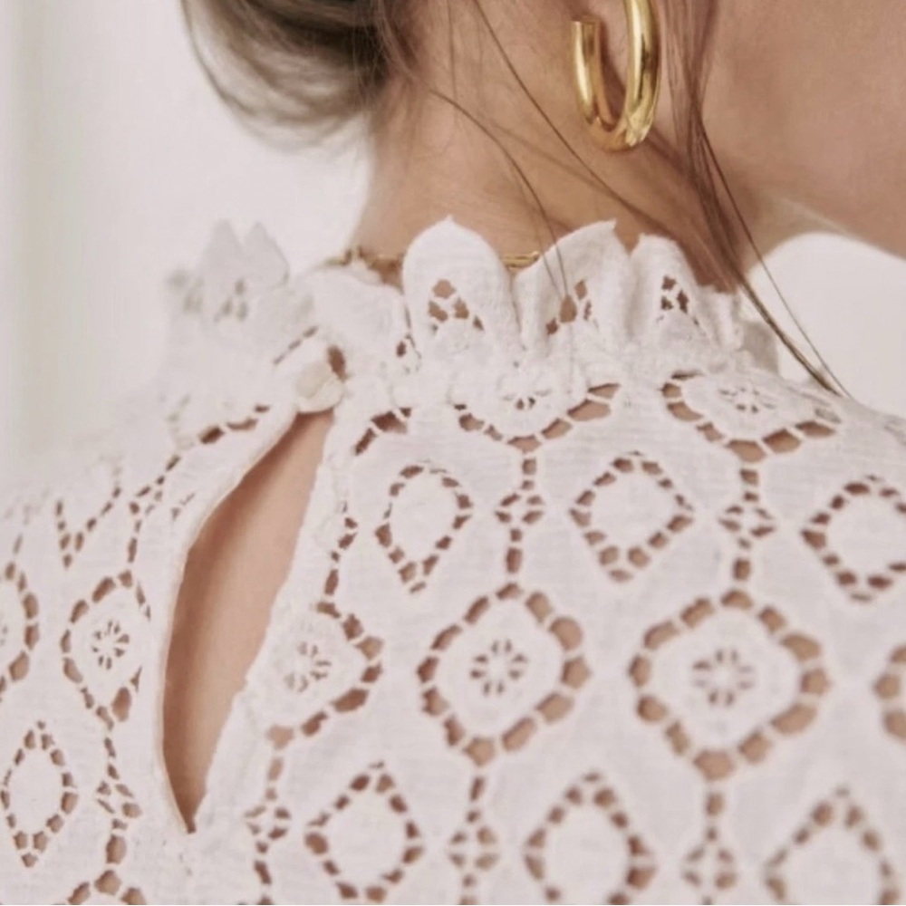 Sezane Eglantine White Blouse Size S Eu 36 NWT - Picture 4 of 7